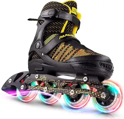PAPAISON® Fly Knitting Adjustable Illuminating Inline Skates, View more