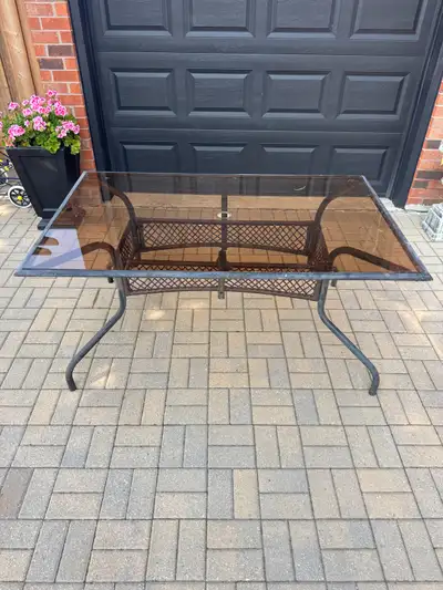 Brown Glass Outdoor Patio Table 5'x3', View more