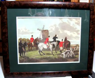 QUATRE GRAVURES avec CADRES ..CHASSE a COUR...C.1950., View more