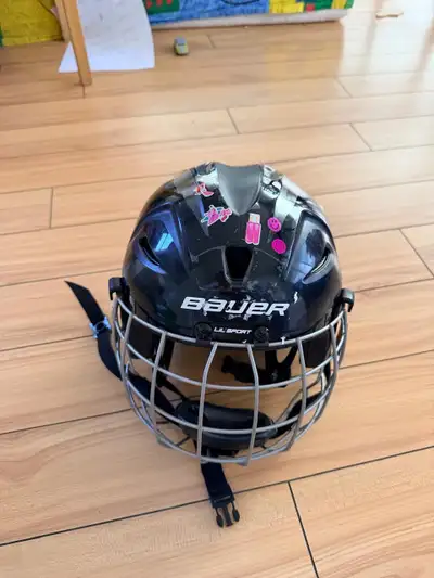 Bauer Lil' Sport Child Hockey Helmet & Cage Combo, Youth, Black, View more