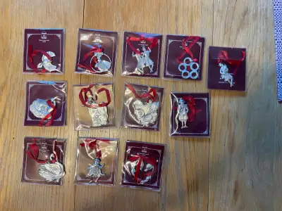 PEWTER CHRISTMAS 12 Days of Christmas Tree ornaments., View more