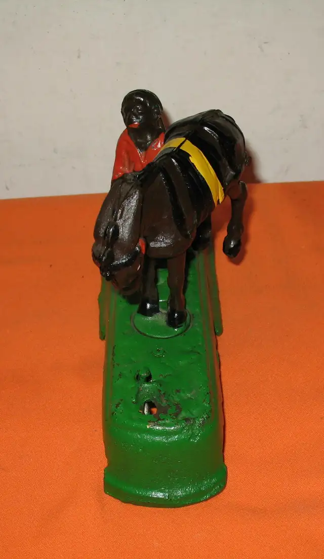 Vintage Kicking Horse - Mule Mechanical Cast Iron Coin Bank Rare in Arts & Collectibles in Edmonton - Image 7