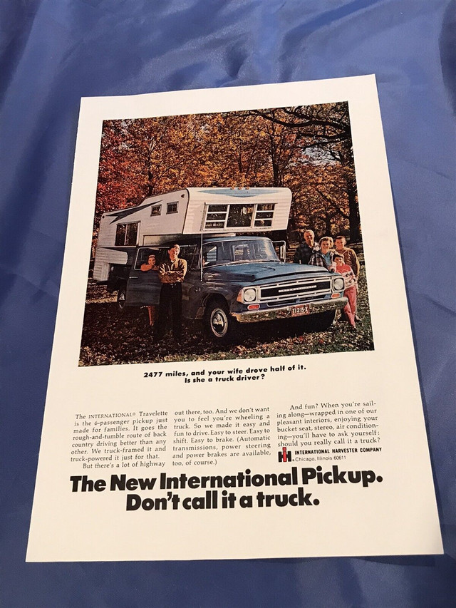 1968 International Travelette Truck with Camper Original Ad in Arts & Collectibles in Calgary