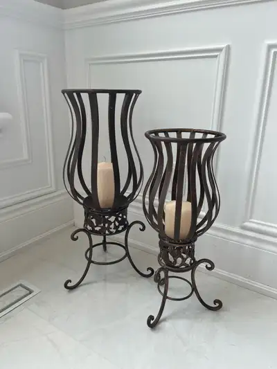 Set of Wrought Iron Candle Holders, View more