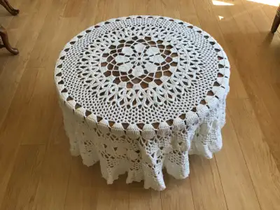 Crochet yarn tablecloth - 58 inches, View more