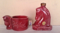 Unmarked Medalta Gaylord Shaving Mug & Cologne Bottle -horse