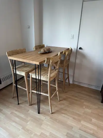 4 Eugley Solid Wood Bar & Counter Stool w/ Table, View more