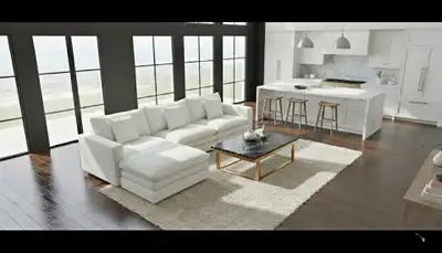Cloud White Velvet Sofa Set Sectional | Couch with Ottoman |, View more