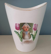 Vintage ESD Japan ceramic little Dutch girl diorama vase planter