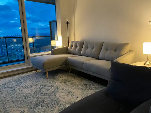 Sofa luxury structube fabric light gray  in Chairs & Recliners in Burnaby/New Westminster - Image 2