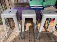 Metal bar stools.  Seat 12 “by 12”. Height is 30” tall