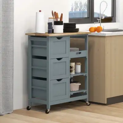 Grey kitchen Cart on Wheels, Rolling Kitchen Island Cart, View more