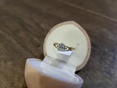 Brand new 10kt yellow gold diamond ring for sale. One oval brilliant cut lab grown diamond, 1.00 car...
