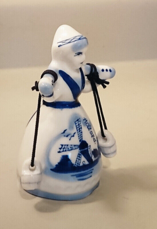 Vintage Delft Blue Bell Dutch Girl with Windmill Hanging Buckets in Arts & Collectibles in Oshawa / Durham Region - Image 3