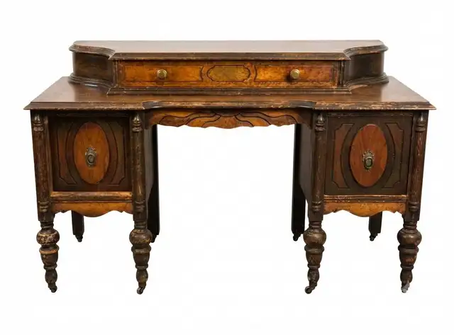 Antique Walnut Vanity / Writing Desk- 1920s in Desks in City of Toronto - Image 2