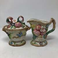 Fitz and Floyd Woodland Spring Creamer and Sugar with Spoon