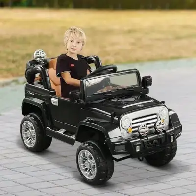 Aosom 12V Kids Electric Ride On Toy Truck Jeep Car With Remote Control 2 Speeds Lights Mp3 Lcd Indic...