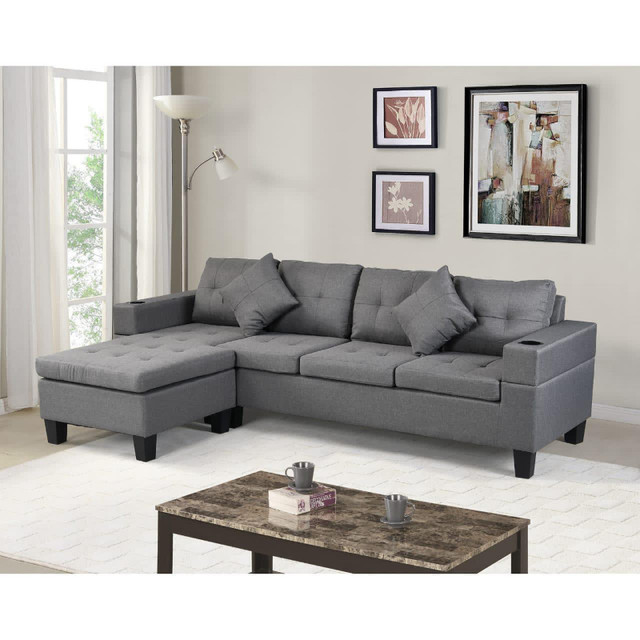 Elevated L shape sectional sofa couch in 4 seater +Free delivery in Couches & Futons in Markham / York Region - Image 3