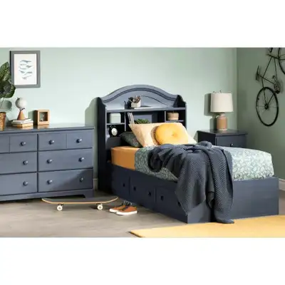  Bed Set blueberry color twin bed, headboard and a dresser