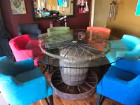 Dining table and chairs, one of a kind custom made
