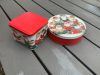 A pair of collectable Christmas gift tins Santa Reunion