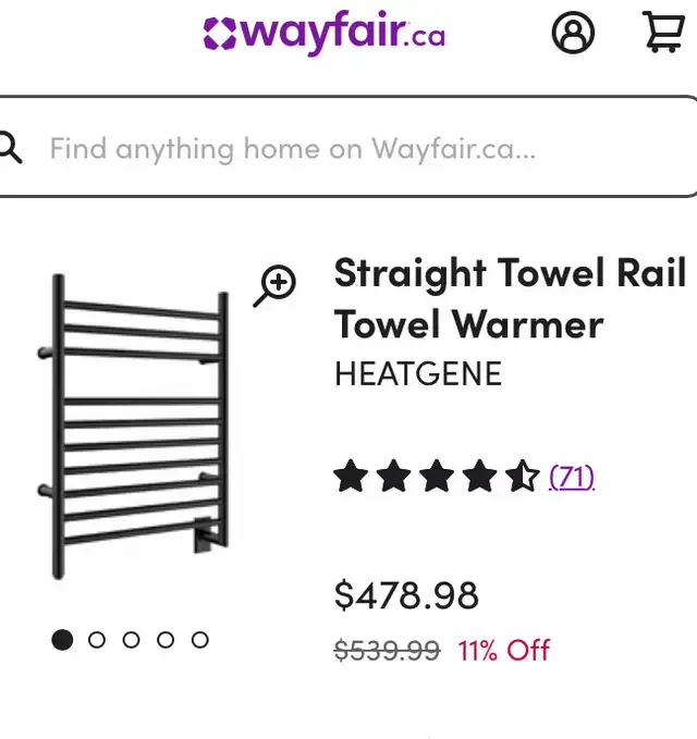 Towel rail  towel warmer HEATGENE black in Bathwares in Sarnia - Image 3