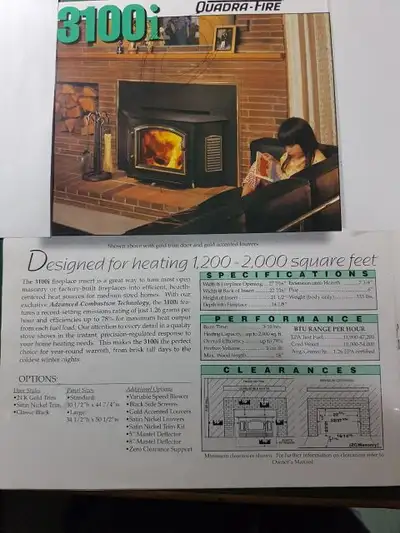 3100-I Wood Insert with Advanced Combustion Technology (ACT) Used but in excellent condition, all pa...