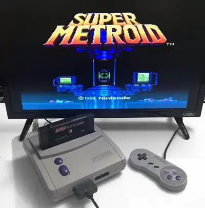 SNES Super Nintendo and Multi-Game Cartridge, View more