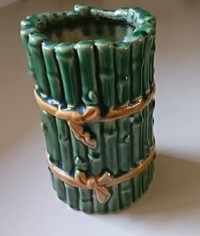 Vintage Rare Majolica Glazed Ceramic Bamboo Planter