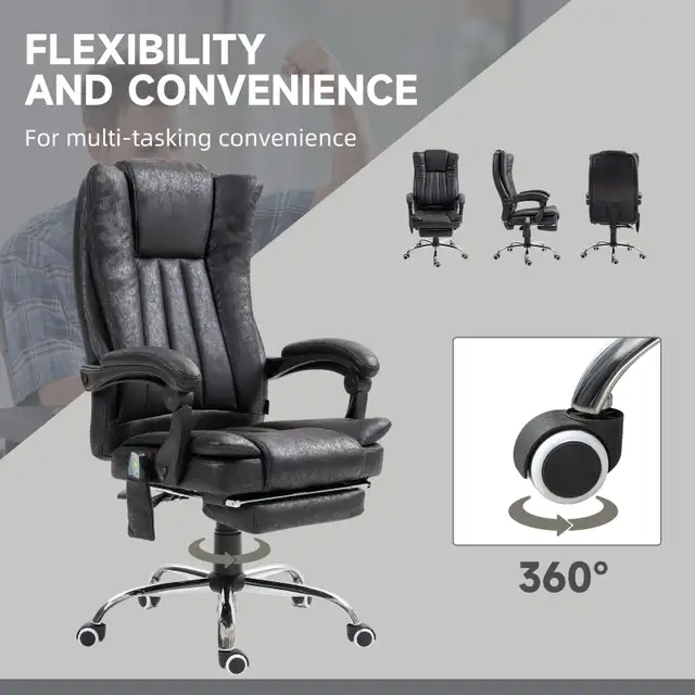 Office Chair，Vibration Massage Chair Micro Fiber Recliner in Chairs & Recliners in Markham / York Region - Image 5