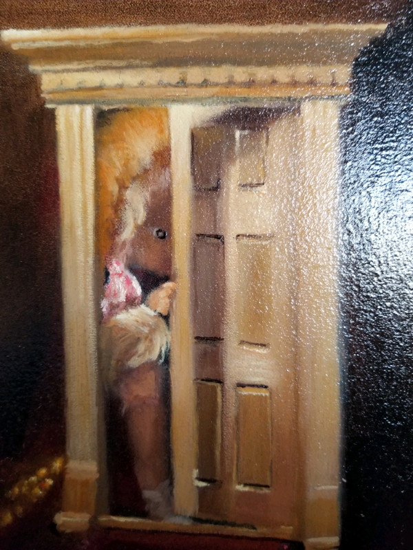 Girl in the door oil painting, signed, 16 * 20 in Arts & Collectibles in Kingston - Image 2