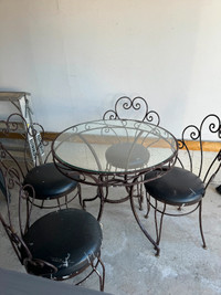 Vintage Wrought Iron Bistro Table and 4 Chairs
