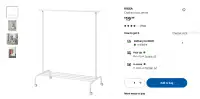 IKEA RIGGA Clothing rack, white