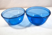 Set of two 7 1/2"Cobalt Blue Anchor Hocking Bowls