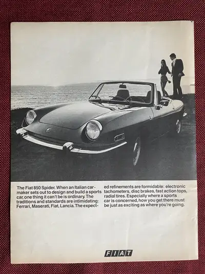 “The Fiat 850 Spider.” Dimensions : 10 1/4 inches wide by 13 1/2 inches high. In excellent condition...