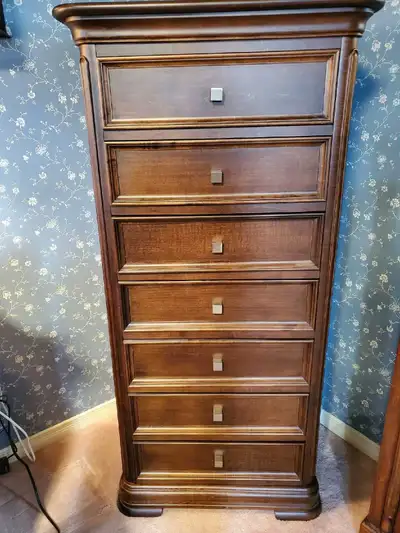 Tall Boy Dresser and Two Matching Night Tables. Complete Solid W, View more