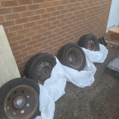 Set of four tires, on rims. Balanced last year. No cracks or dry rot. 150$ OBO
