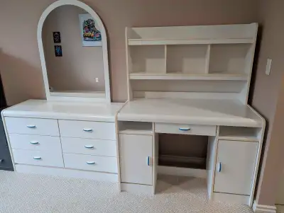 dresser, mirror, and desk, View more