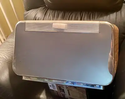 Vintage Chrome and Wood Grain Bread Box, View more