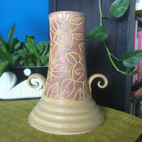 Vintage Ceramic Sgraffito Vase by Phil