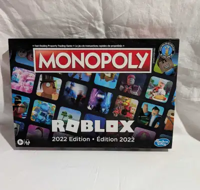 Monopoly ROBLOX edition board game. Hasbro 2022. Bilingual English and French. NOTE the 2 original b...
