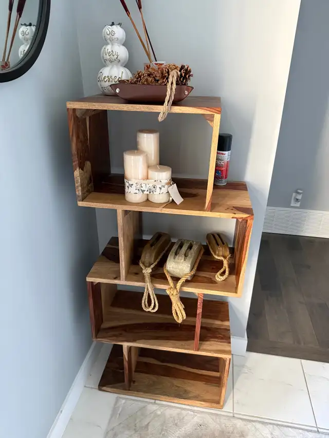 Real Acacia Wood Bookshelf As New! in Bookcases & Shelving Units in Edmonton - Image 2