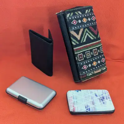 Hard case card wallets, women's & men's tri-fold wallets, View more