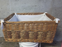 Bamboo style basket with cloth- Exc cond.