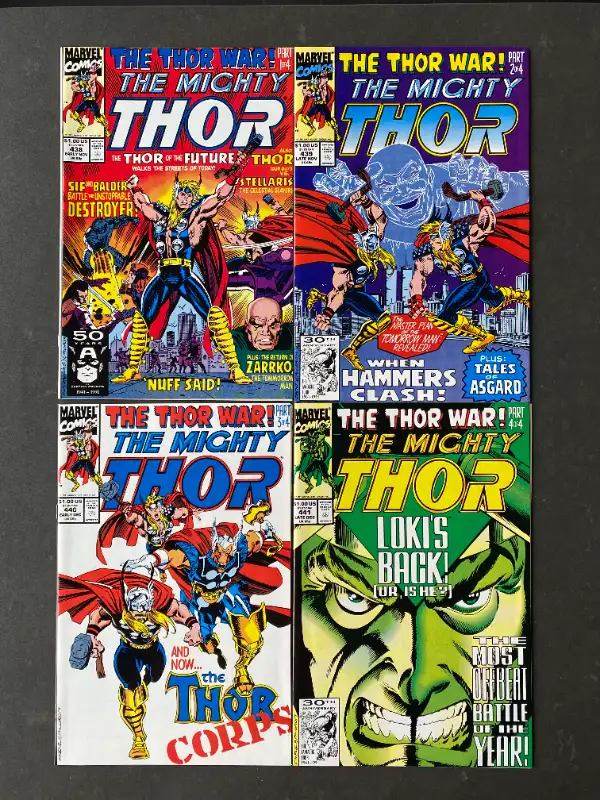 The Mighty Thor # 438-441 *Thor War* (1966 Marvel Comics Series)