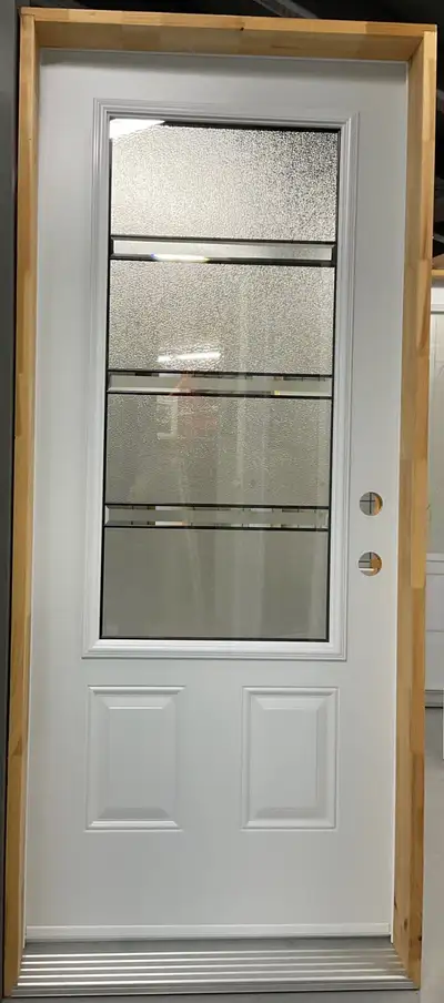 1452PSM Porte d’acier 34″G Blanche Verre plomb 23×49, View more