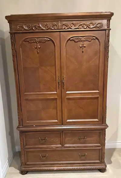 Vintage Wood Armoire / Wardrobe Cabinet, View more