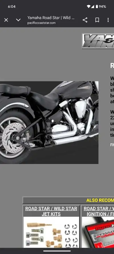 Vance and Hines new open box Yamaha road Star short shots pipes