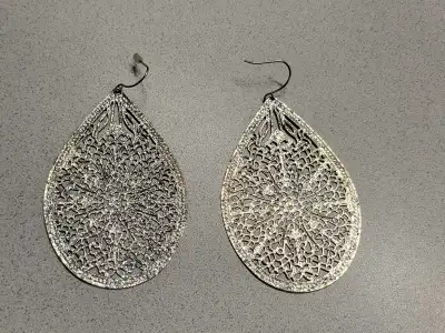 Filligee Laser Cut Earrings Lightweigh Silver Color, View more