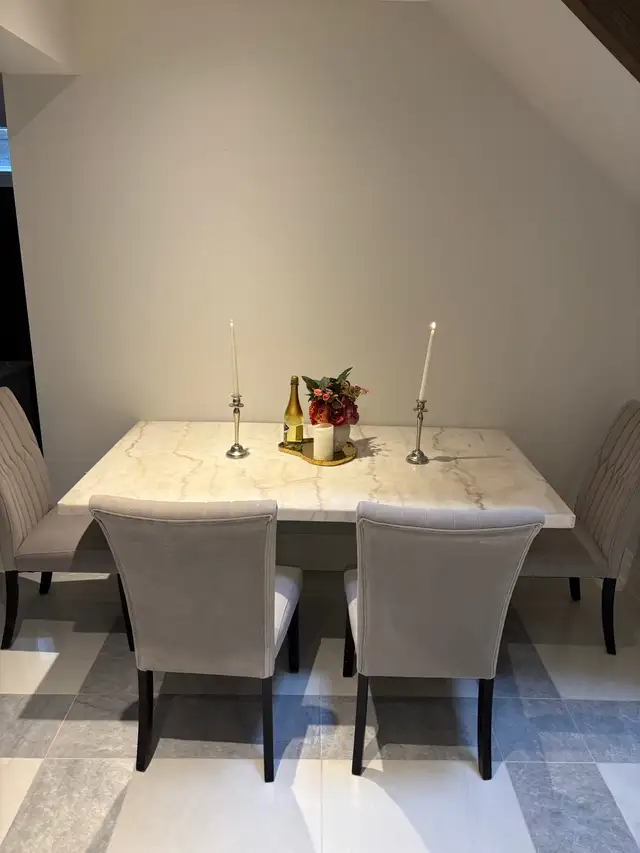Luxurydesigner Marble Dining Table Set furniture 6 Velvet Chair in Dining Tables & Sets in City of Toronto - Image 3